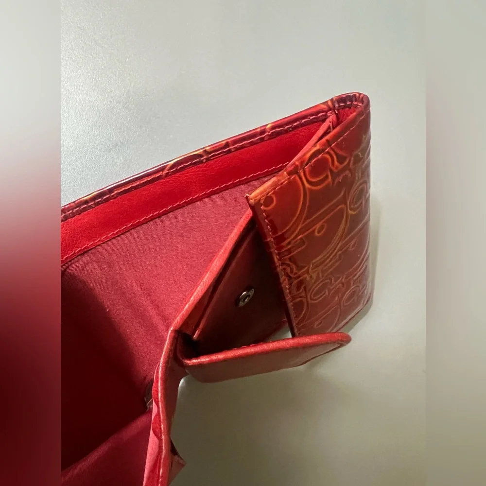 Dior Red Embossed Wallet